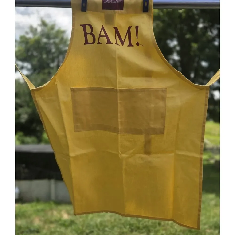 BAM! Emerilware Yellow Butcher Apron 100% Cotton Made in USA New